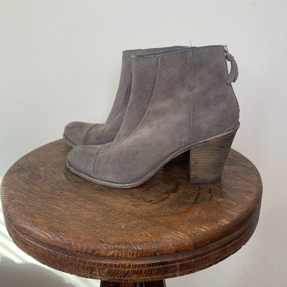 Hoss Grey Suede Ankle Bootie